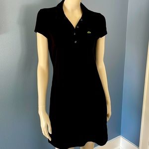 Lacoste Stretch Cotton Piqué Polo Dress Black Size 40 Medium
